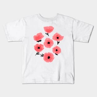 Pink Abstract Poppies Kids T-Shirt